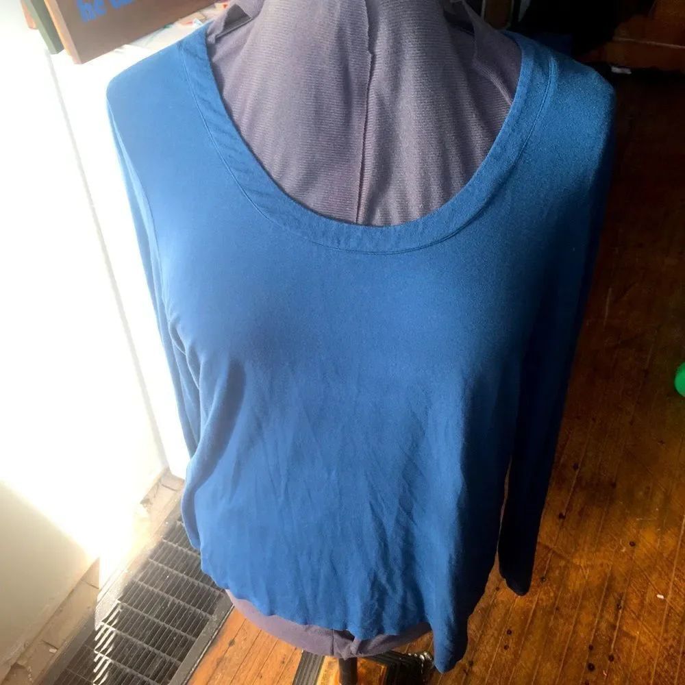 Soma blue scoop neck cozy long sleeve lounge shirt